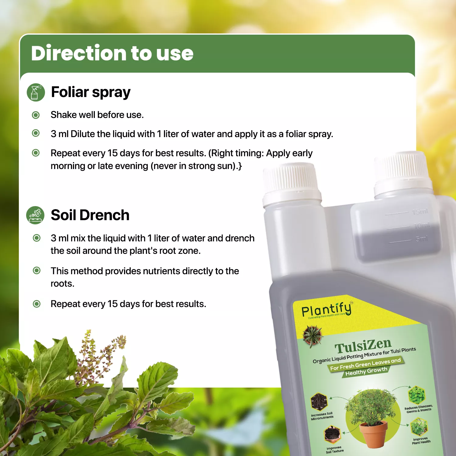 Plantify TulsiZen - Organic Liquid Potting Mixture for Tulsi Plants - Image 4